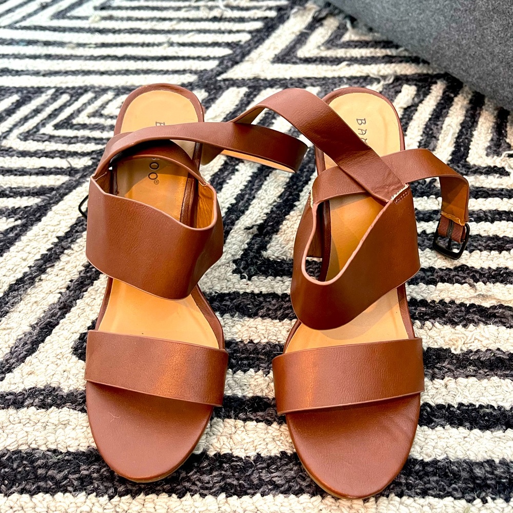 BAMBOO faux leather block heels